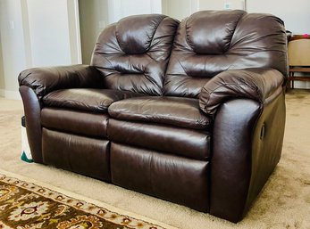 Two Seater Brown Leather Recliner