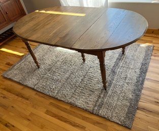 Oval Wooden Dining Table With Leaf And Ivory And Grey Lima Collection Rug