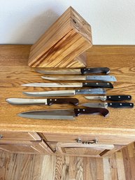 Variety Of Knives And Knife Block