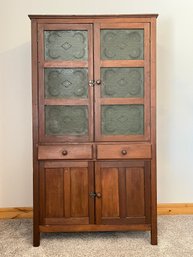 Antique Farmhouse Wood Pie Safe Cabinet
