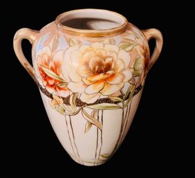 Hand Painted Nippon Art Nouveau Floral Vase