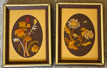 Pair Of Framed Hand Embroidered Wall Decor