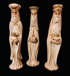 Signed Three Wise Men Ceramic Figures 1970