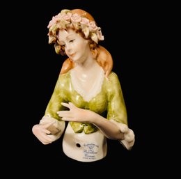 Capodimonte  Porcelain Half Doll Lady Figurine