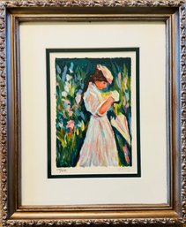 Framed Young Lady With Umbrella Print By I. Borg 144/275