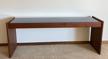 MCM Teak Console Table With Smoke Glass Top
