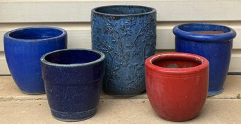 Lot Of Glazed & Colored Terracotta Planters