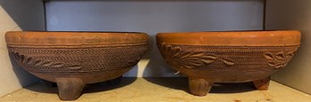Matching Terracotta Planters - Wide Bowl With Feet