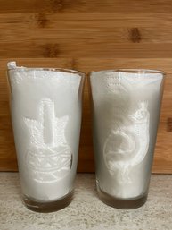 Etched Pint Glasses - Southwestern Wedding Vase And Quail Designs