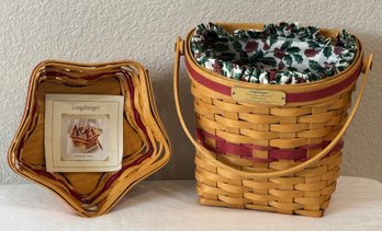 Pair Of Longaberger Christmas Collection Handwoven Baskets