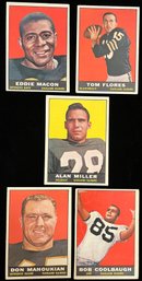 1961 Oakland Raiders - Topps Trading Cards - Tom Flores, Eddie Macon, Alan Miller