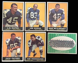 1961 Dallas Cowboys - Topps Trading Cards - Jack Patera, Jim Doran, L.G. Dupre