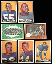 1961 New York Giants - Topps Trading Cards - Roosevelt Brown, Ray Wietecha, Jim Patton