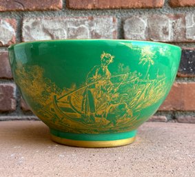 Green And Yellow Mottahedeh Design Bowl, Made In Italy