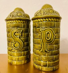 Ceramic Basketweave Salt & Pepper Shakers