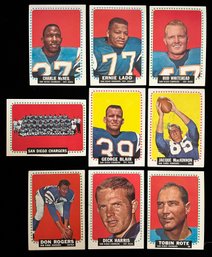 1964 San Diego Chargers - Topps Football Cards - Ernie Ladd, Jacque MacKinnon, Tobin Rote