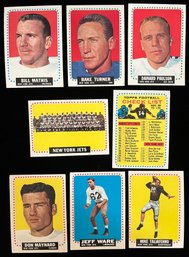 1964 New York Jets - Topps Football Cards - Bake Turner, Don Maynard, Team Card & Checklist