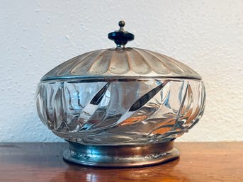 Vintage Glass Snack Dip Bowl With Metal Lid