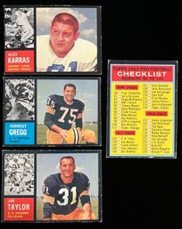 1962 Topps Football Cards - Alex Karras, Forrest Gregg, Jim Taylor, Checklist