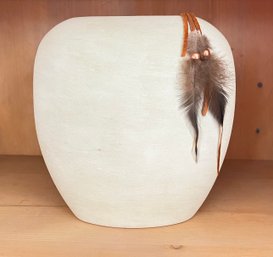 White Oval Terracottta Vase