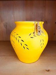 Sunny Yellow Pierced Ceramic Vase