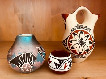 Vibrant Indigenous Pottery - Including Small Wedding Vase