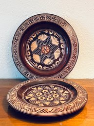 Patterned Wood Bowl And Plate