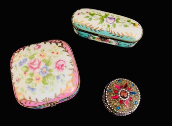 Trio Of Floral Trinket Boxes