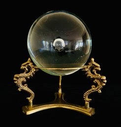 Formia Murano Crystal Sphere In Brass Stand