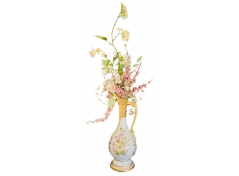 Hand Painted Floral Vase With Faux Flowers