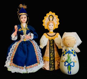 Trio Of European Souvenir Dolls, Incl. One From Sweden