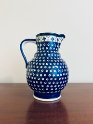 Boleslawiec Polish Blue And White Pottery Pitcher