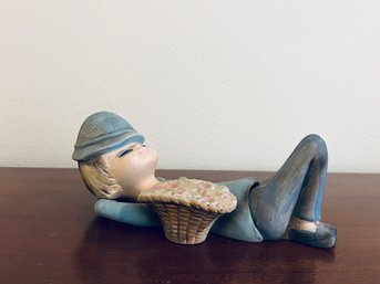 Vintage 60s Ceramic Boy Laying Down