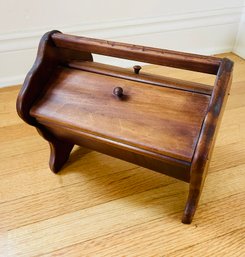 Antique Wood Sewing Box With Some Sewing Notions