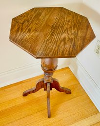 Antique Octagonal Oak End Table