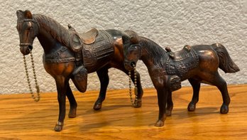 Pair Of Vintage Metal Carnival Horse Figurines