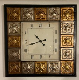 Large Wall Clock With Metalic Design