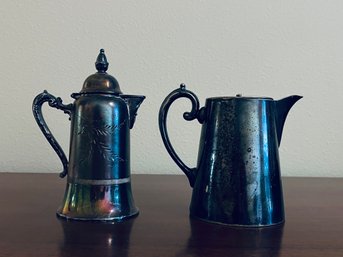 Pair Of Silver Plated Small Pitchers