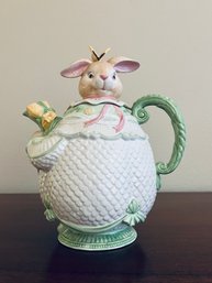 Vintage Tammany Devine Demdaco Bunny Rabbit Tulips Large Teapot