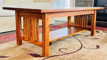 Hardwood Mission Coffee Table With Shelf