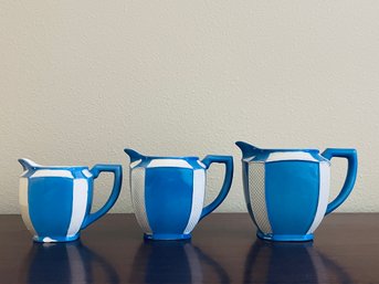 Blue And White Geometric Ceramic Pitchers