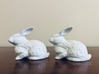 Pair Of Vintage White Rabbits