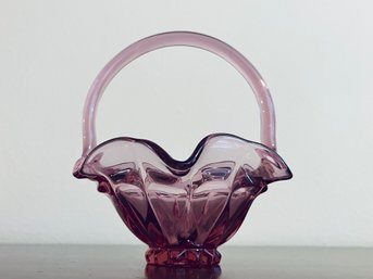 Fenton Art Glass Petal Pink Valencia Basket 1990