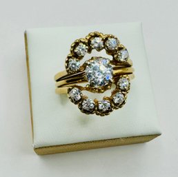 14K Yellow Gold Solitaire Ring  And 10K Yellow Gold Enhancer W Cubic Zirconia Stones