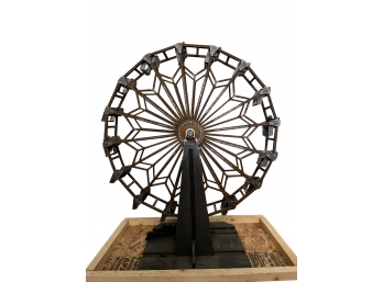 Large Wooden Pewter Farris Wheel Incl. Wooden Base