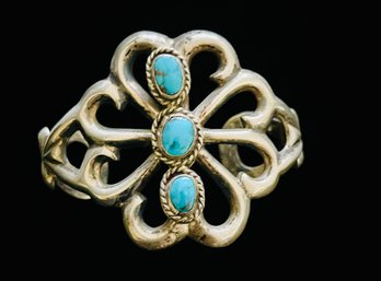 Old Pawn Turquoise Sterling Silver Cuff Bracelet