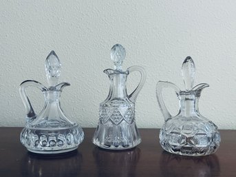 Set Of Three Cut Glass Cruets