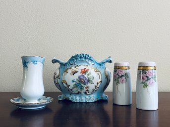 Hand Painted Floral Decor Inclduing Small Holders And Saltpepper Shakers