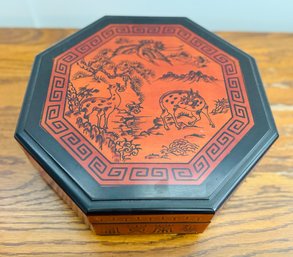 Decorative Tea Wooden Box Asian Style Octagon