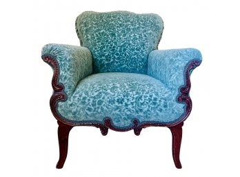 Antique Arm Chair With Custom Upholstery